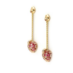 Boucles d'oreilles Eclosion - Rubis et or rouge 4