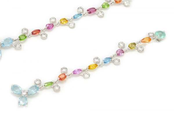 Boucles d'oreilles Félicité - or blanc 18 carats, pierres précieuses et pierres fines 2