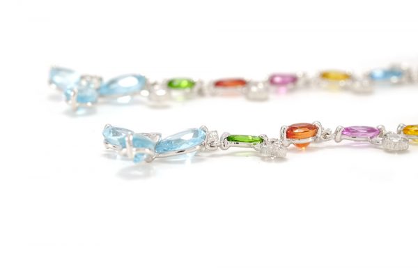 Boucles d'oreilles Félicité - or blanc 18 carats, pierres précieuses et pierres fines 3