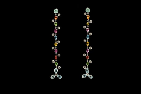 Boucles d'oreilles Félicité - or blanc 18 carats, pierres précieuses et pierres fines 5
