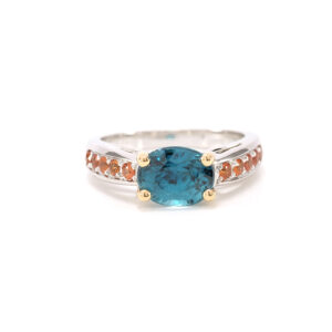 Bague Lagon - Or blanc, Zircon bleu et saphirs 2