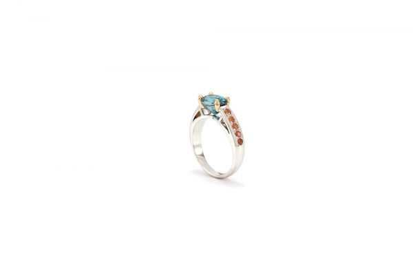 Bague Lagon - Or blanc, Zircon bleu et saphirs 5