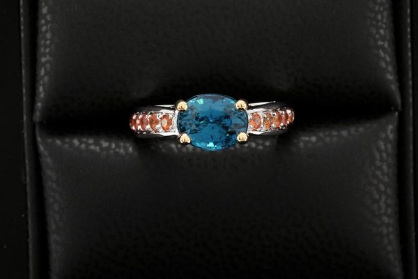 Bague Lagon - Or blanc, Zircon bleu et saphirs 6