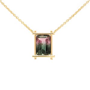 Pendentif Watermelon - Tourmaline - or jaune - vignette