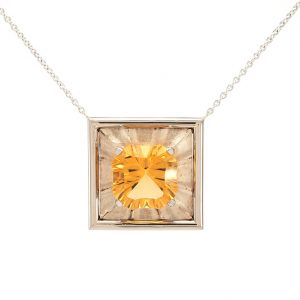 Pendentif Maya - Or Blanc 18k et Citrine 1