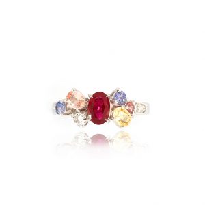 Bague Artémis - or blanc, rubis, saphirs et diamants 2