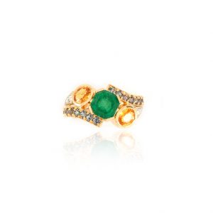 Bague Tsarine - Or jaune, emeraude et alexandrite 4