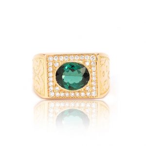 Chevalière Big Boy, or, diamants et tourmaline 2