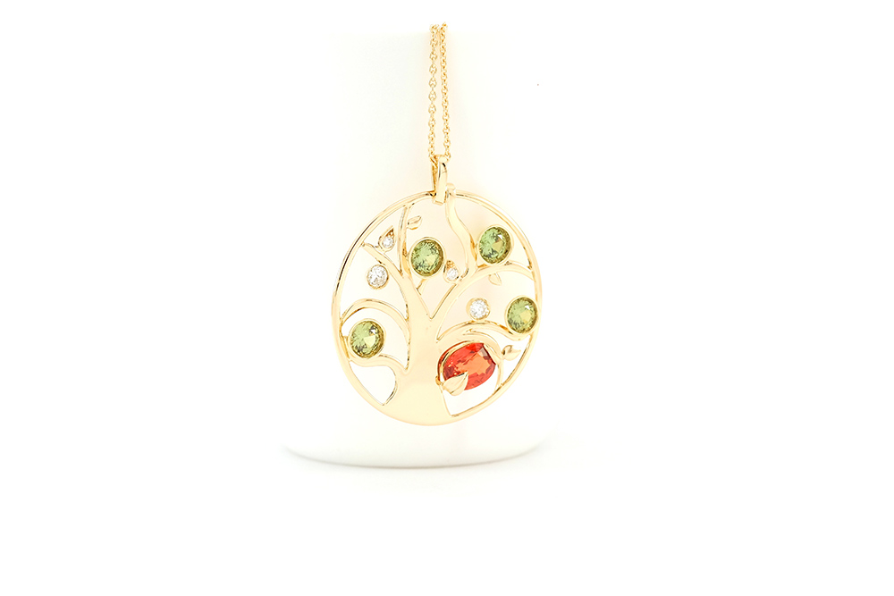 Pendentif Green, Or jaune, Saphir et Démentoide 4