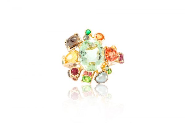 Bague Athéna, Or 18k et Pierres précieuses 1