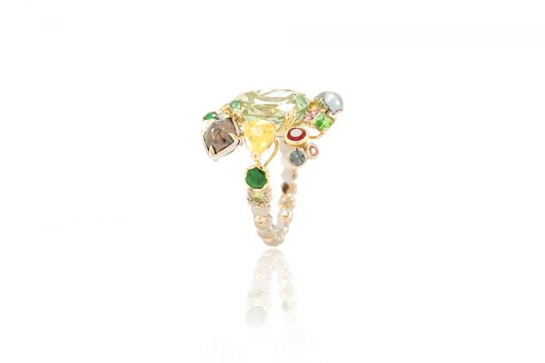 Bague Athéna, Or 18k et Pierres précieuses 5