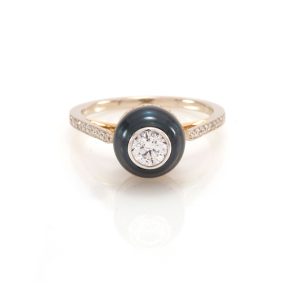 Solitaire Atome, or 18 carats, perle et diamants 1