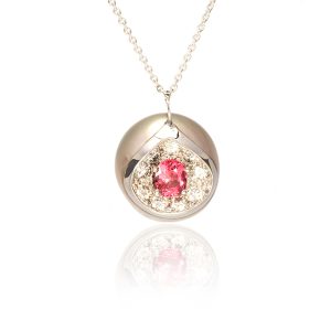 pendentif Heart Mother, or blanc dimants et spinelles rose 8