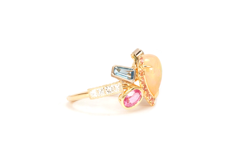 Bague Colibri, or et pierres précieuses 2