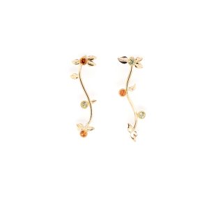 Boucles d'oreilles Green, or jaune et grenats 1