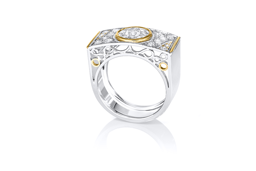 Bague Or Blanc 3 diamants - Victoria main image 1