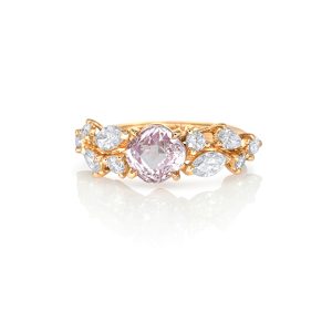 Bague or rouge, saphir rose et diamants 5