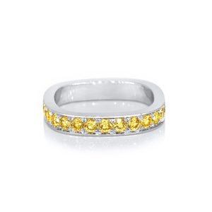 Or blanc palladié 18k, diamant jaune jonquille 4