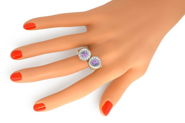 Or blanc, perle diamant et saphirs violet 2