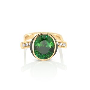 Or jaune 18k, perle cerclée, tourmaline et diamants 8