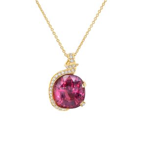 Or jaune, tourmaline rose et diamants 4