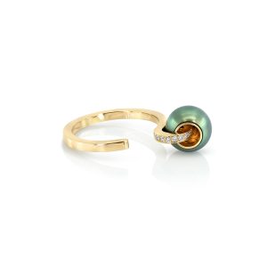 bague abondance, or jaune et perle et diamants 6