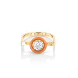 bague lily blanche, perle, diamant et or jaune 5